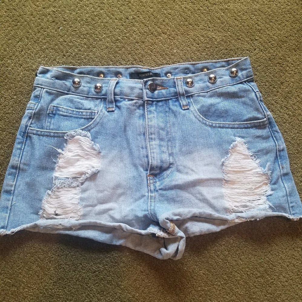 Forever 21 Studded Denim Shorts